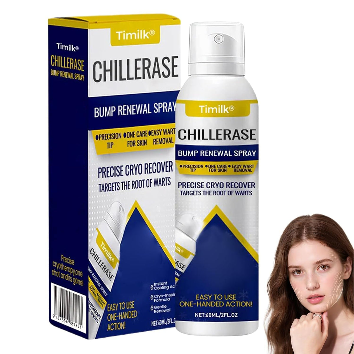 Timilk Chill Erase Bump Renewal Spray, Soothing and Cooling Formula, Reduces Skin Imperfections, Absorbs Quickly, and Leaves No Residue (1PC)